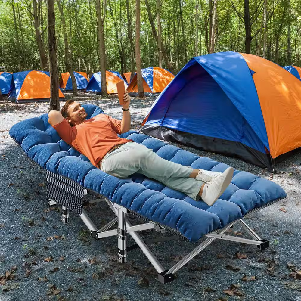 Folding Camping Cot, Heavy-Duty Sleeping Cots with Carry Bag, Double Layer Oxfor