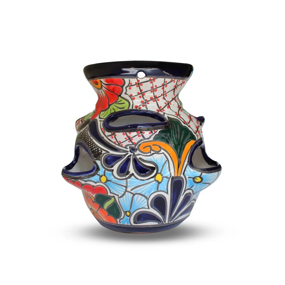 Planter (Strawberry Pot) (Talavera) (Sky Blue)