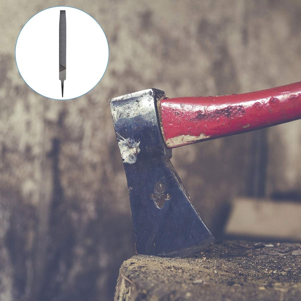 2 Pack Rectangular Cut Axe File, Mill Smooth Cut File Carded, Hardened Steel Fla