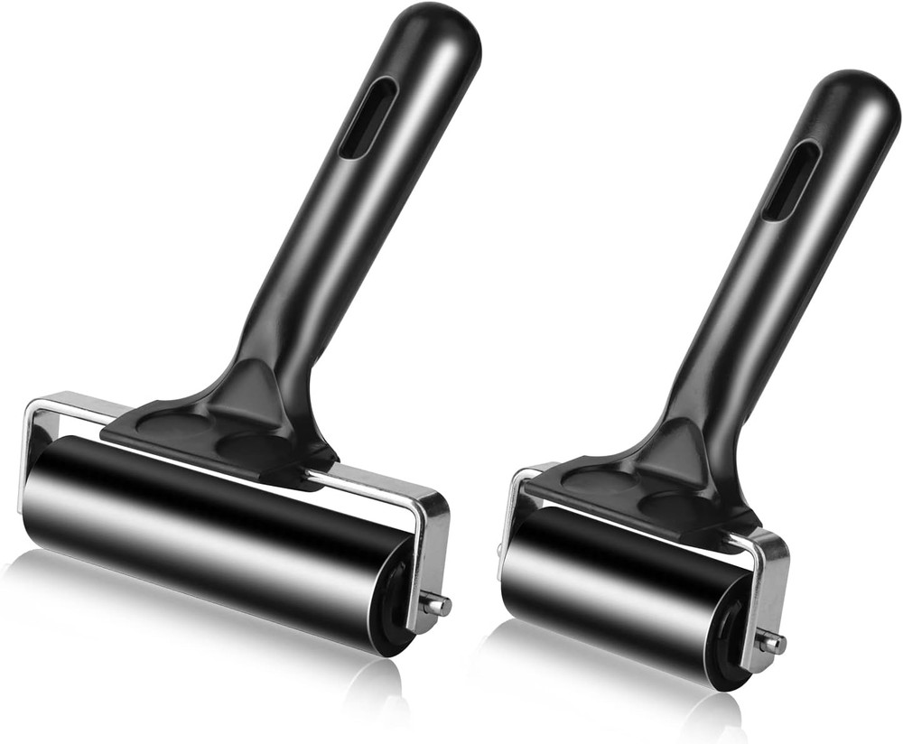 2Pcs Rubber Roller Brayer Rollers Hard Rubber 4 and 2.2 Inch for Printmaking ...