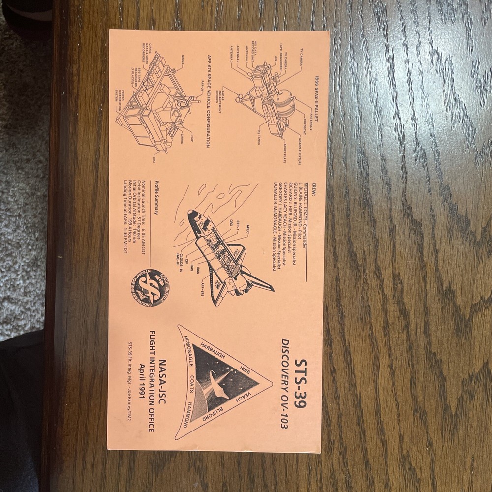 Space Shuttle Flight Information Card STS-39 Discovery OV-103