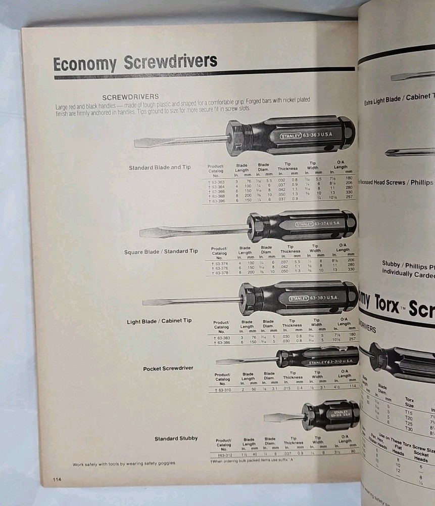 1982 Stanley Tools Catalog 11" x 8-1/2"