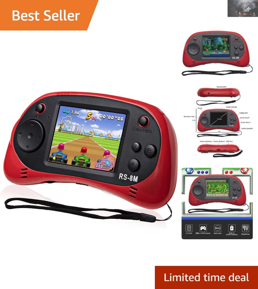 16 Bit Handheld Game Player - Lightweight, Rechargeable & Includes Accessories