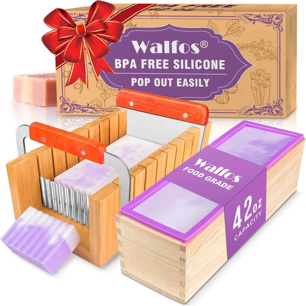 Rectangular Silicone Soap Mold 42oz Kit with Stainless Steel Cutters and Scraper