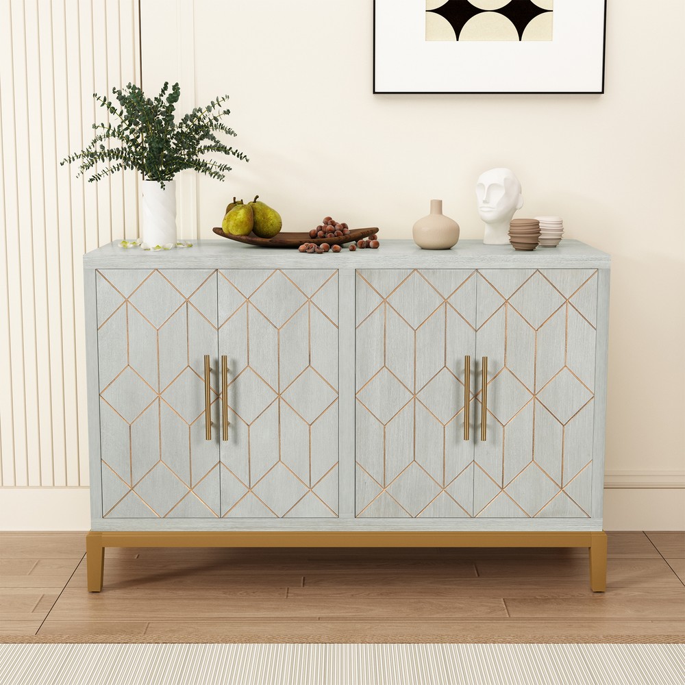 Storage Sideboard Cabinet with 4 Doors Modern Kitchen Buffet Cabinet Green