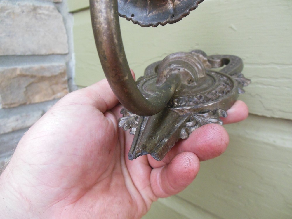 Antique Victorian Light Fixture 9" Sconce Broken Bottom Portion