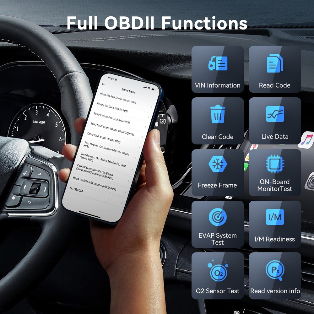MUCAR BT200 MAX Car OBD2 Scanner All System Diagnostic Tool+OBD2 Extension cable