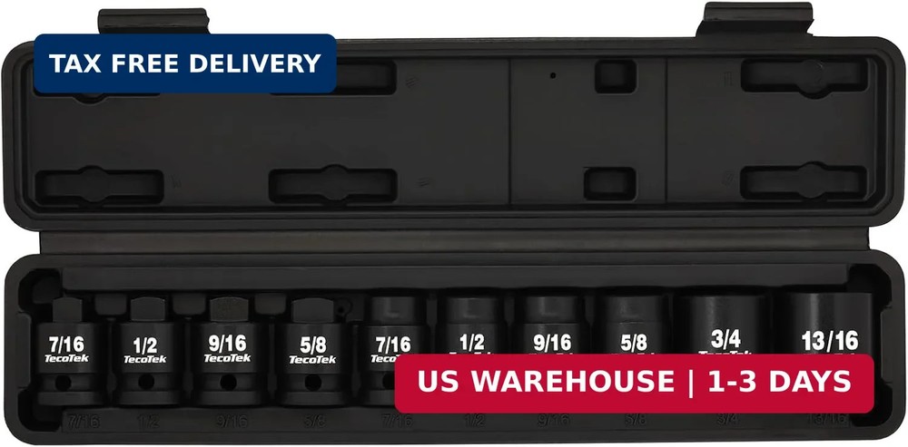 1/2" Drive Pipe Plug Socket Set, Square Drive Socket, 10-Piece, SAE, 4 Point