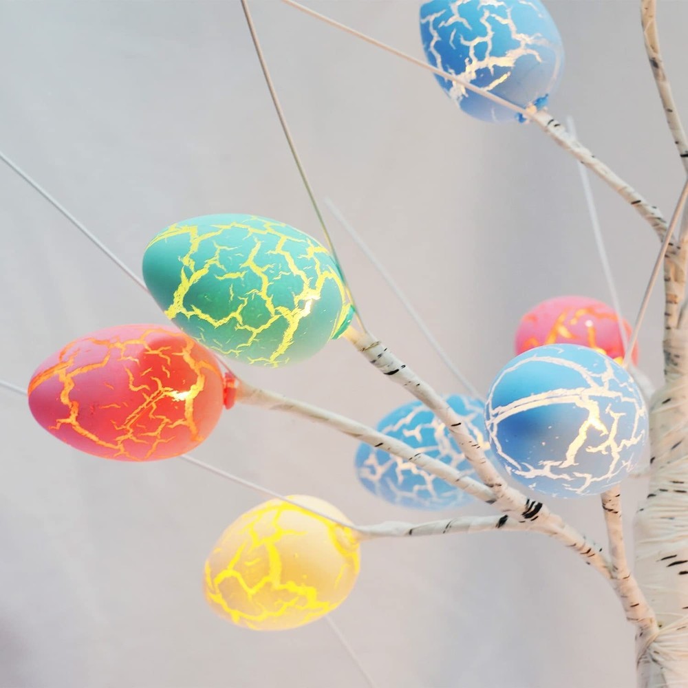 Easter Decorations kemooie 24 inch Prelit White Birch Tree with 24pcs Easter ...