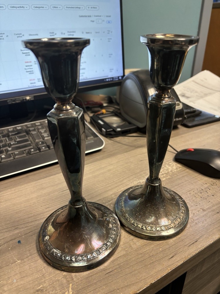 silverplate candlesticks 9"