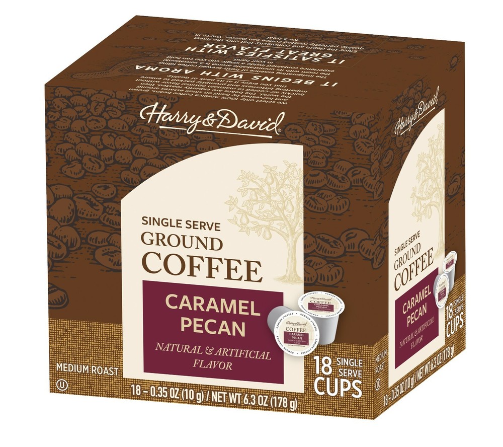 Harry & David Coffee, Caramel Pecan, 2/18 ct boxes (36 Single Serve Cups)