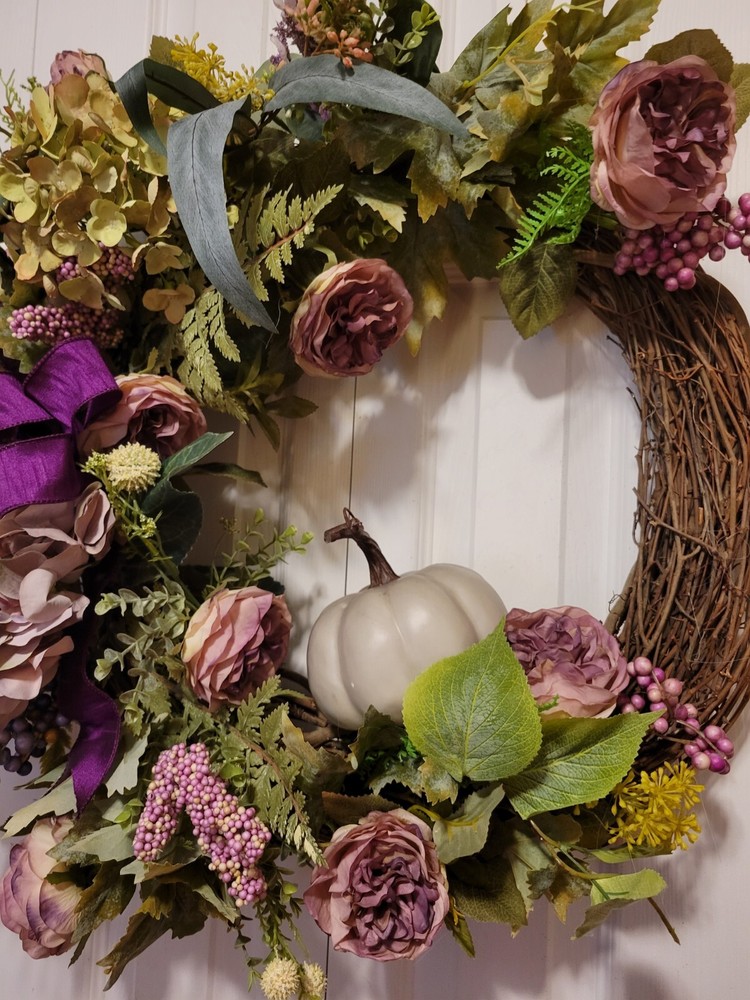 Fall Plum and Green Grapevine Wreath