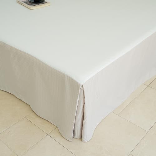 Waffle Weave Bed Skirt, 14" Tailored Draped Basic Dust King - 14" Drop Khaki