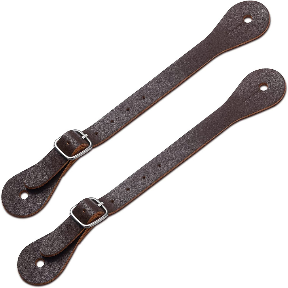 2 Pieces Leather Spur Straps Western Men Adjustable Boot Straps for Boots Wester