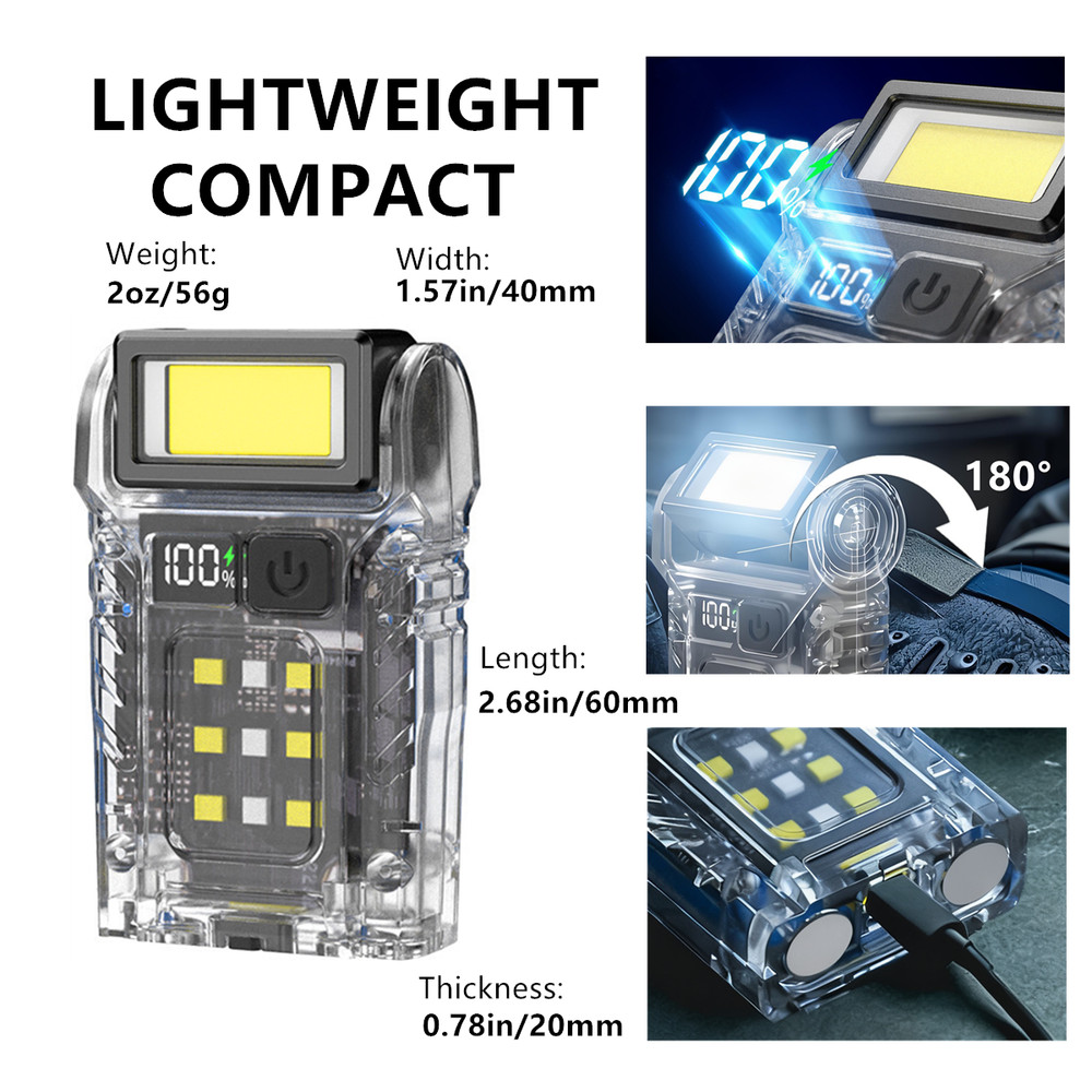 USB Rechargeable LED Light Flashlight Mini Torch Pocket Lamp Waterproof Hat Clip