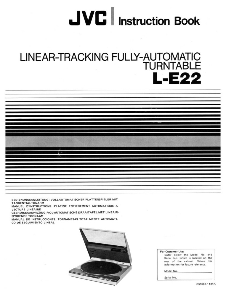 JVC L-E22 Turntable Owners Manual
