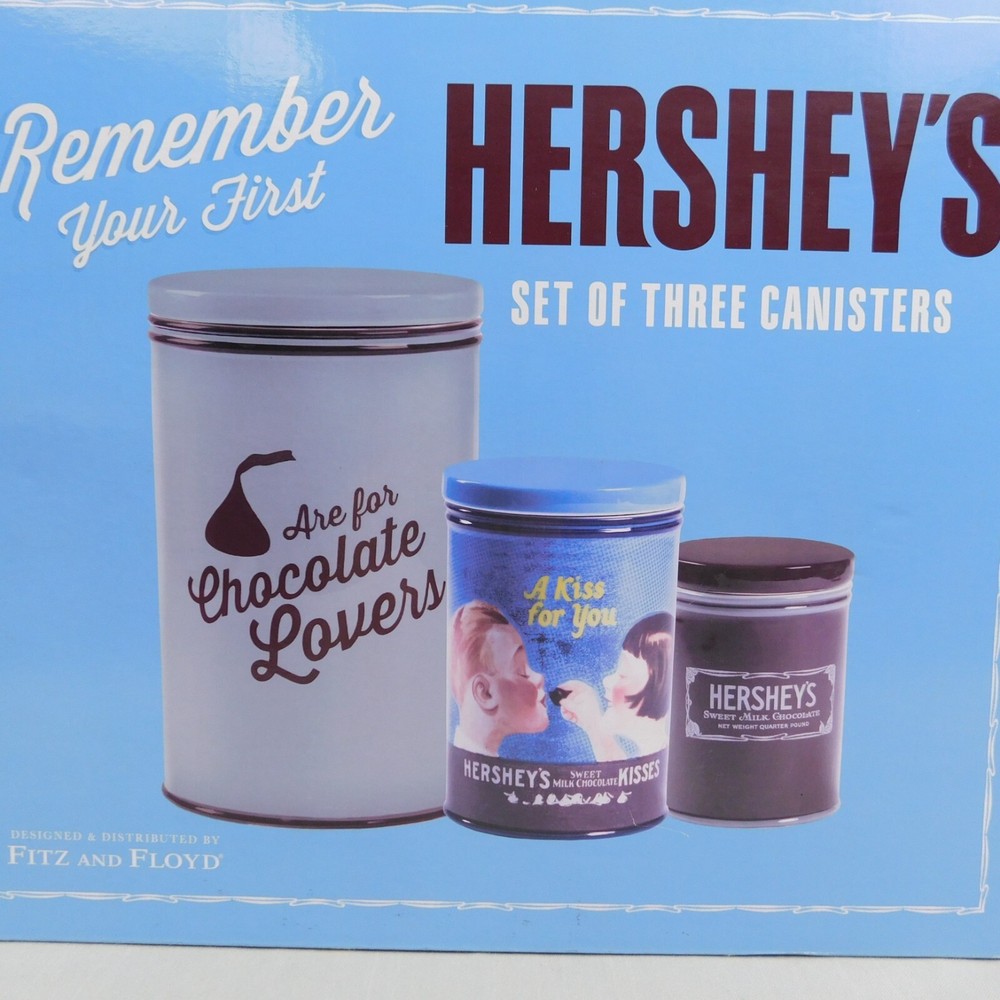 Fitz & Floyd Hershey's Chocolate Lovers Collection 3pc Ceramic Canisters #C296
