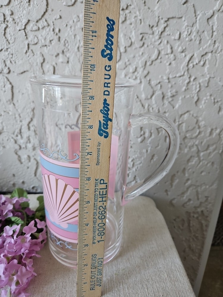 Shell Scroll Seaside 2 Quart Pitcher Clear Sturdy Plastic Beach House Kitchen