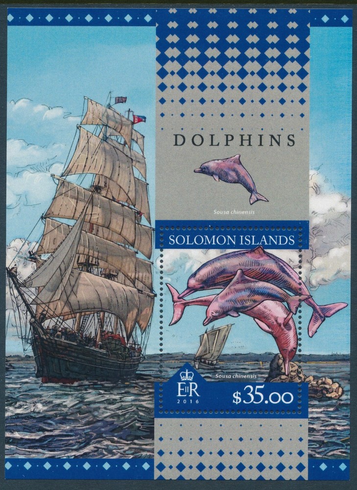 2016 SOLOMON ISLANDS DOLPHINS MINI SHEET ($35) FINE MINT MNH