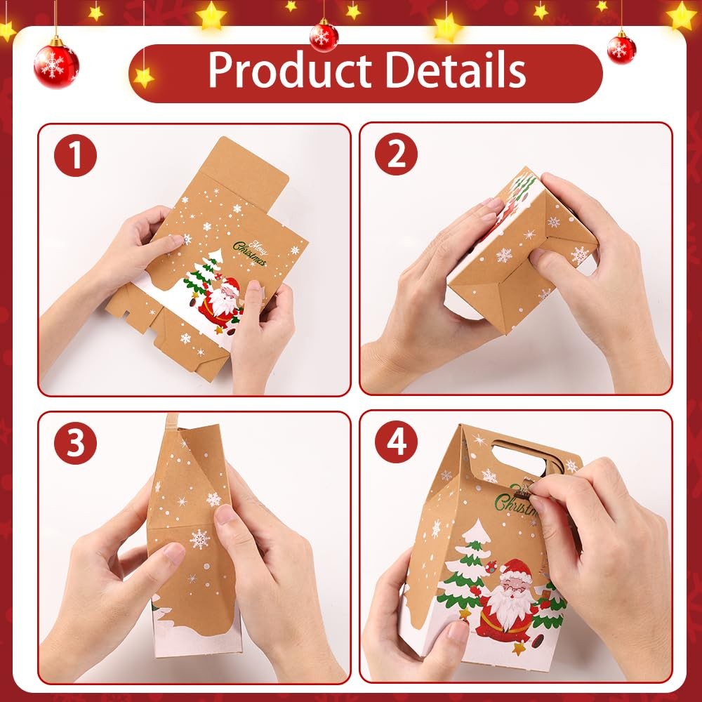 Vellibring 24PCS Christmas Kraft Candy Boxes, Paper Cookies [VARIABLE]