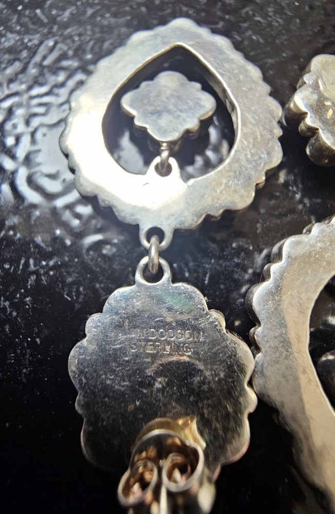 Massive Dan Dodson Sterling Pearl Dangle Earrings 2” Statement Southwestern...