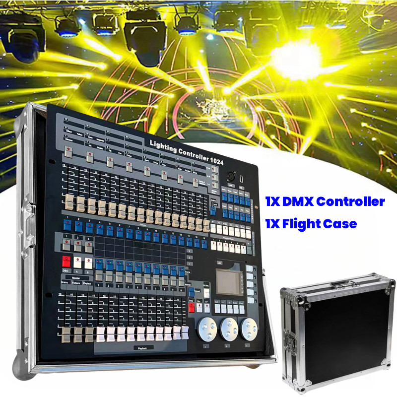 Lighting Console 1024 DMX Controller 1pcs With Flight Case For DJ Pro Light