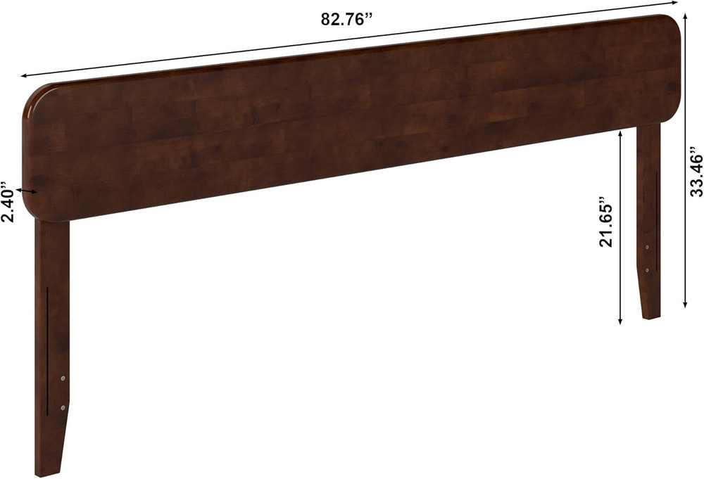 , Florence Adjustable Modern round King Solid Wood Headboard, Walnut