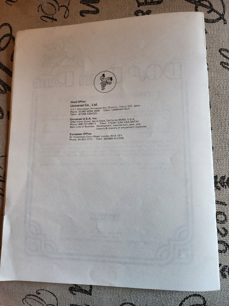 Do Run Run Arcade Manual Universal