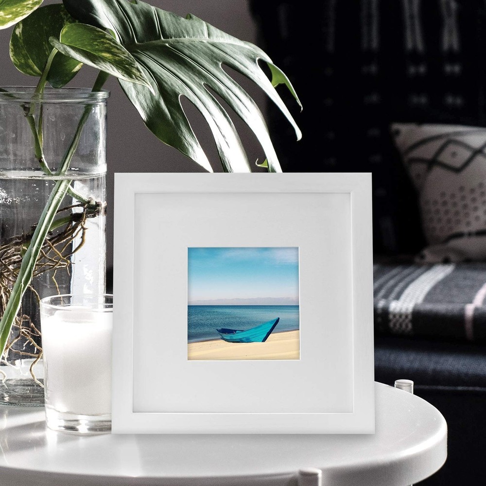 Picture Frames 8x8 White Nature Solid Wood 2 Pack for Wall Mount and Tabletop...