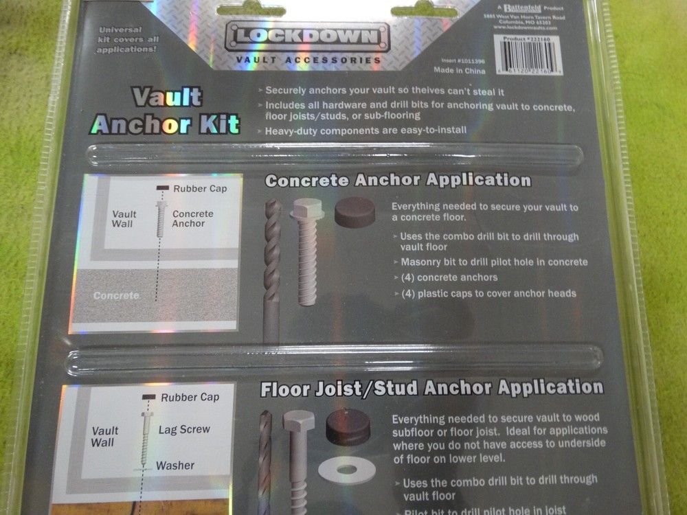 Lockdown Vault Accessories Vault Anchor Kit New