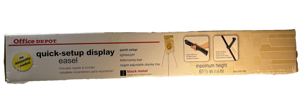 Office Depot Quick-Setup Display Easel (Max Height: 61.5”) Black Metal