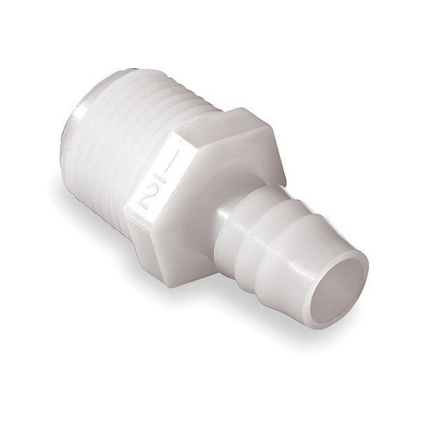 THOGUS  Male Adapter, 1/2" Hose  x 1" NPT White Nylon, PK 10