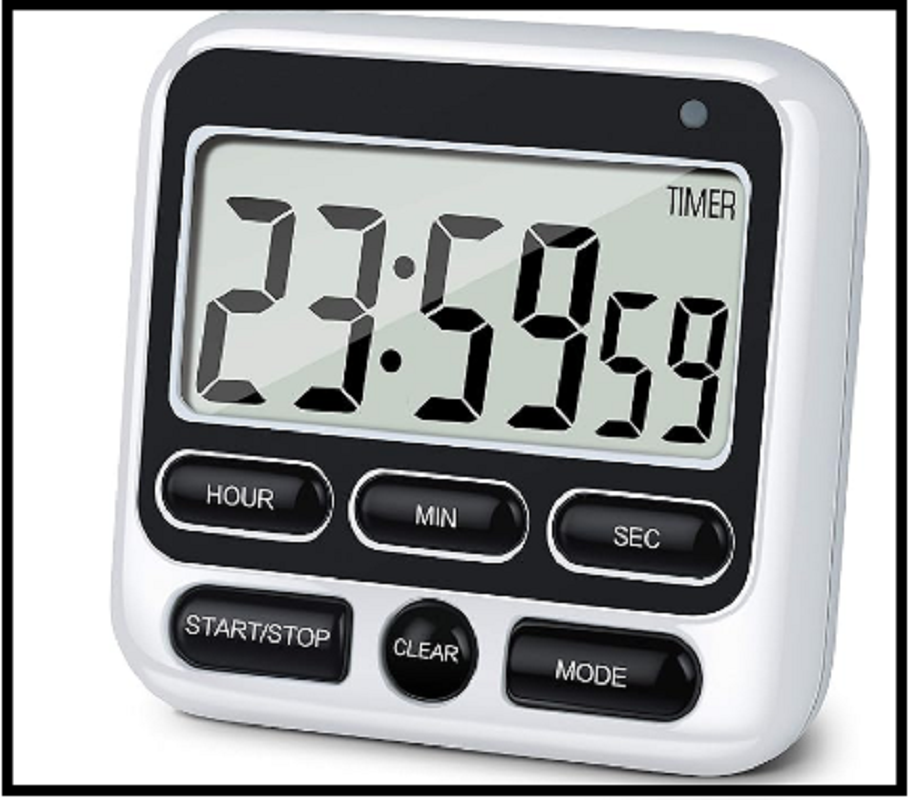 Digital Kitchen Timer With Mute/Loud Alarm Switch 12 Hour Clock Memory Function