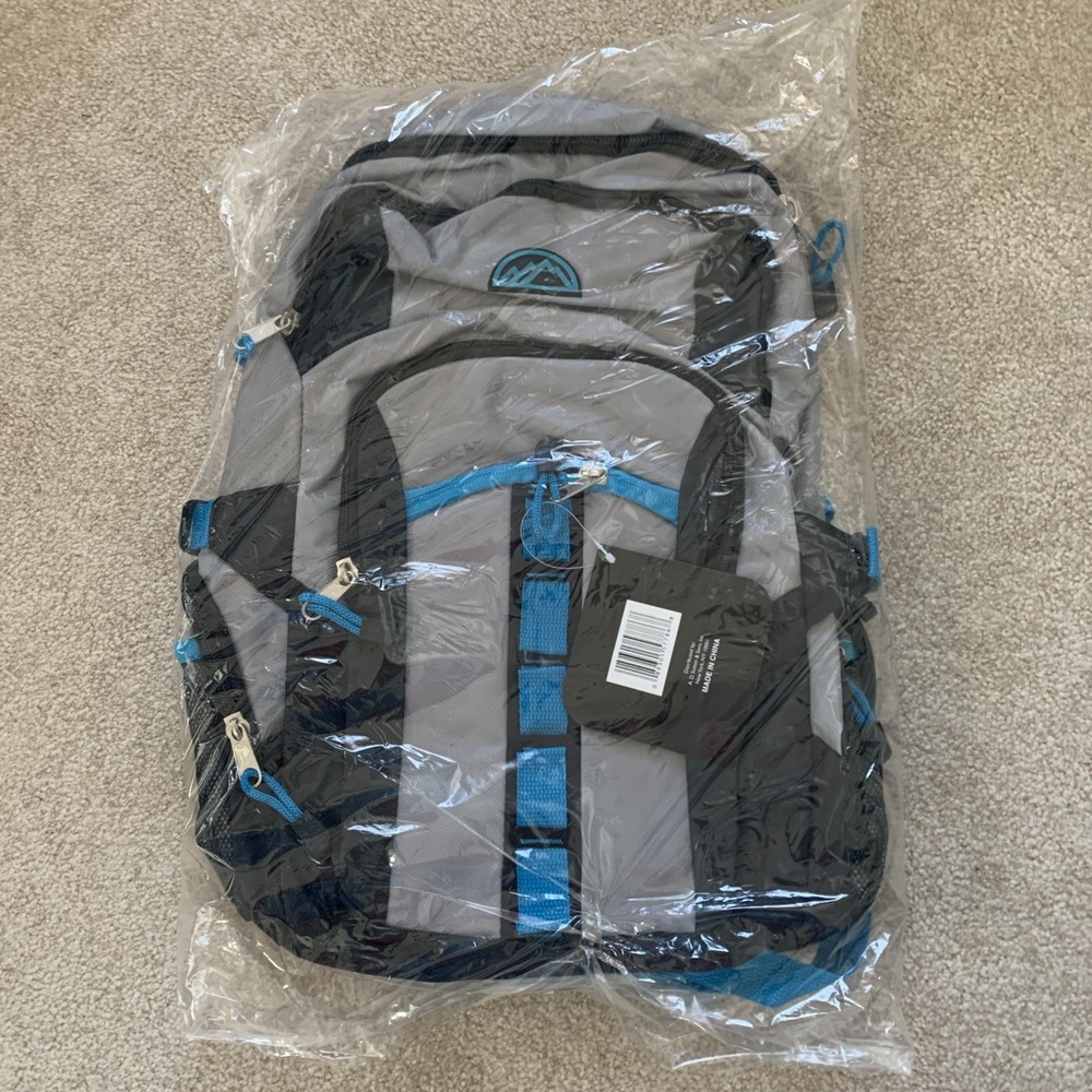 Mountain Edge 19” Padded backpack NWT Black/Grey/Blue
