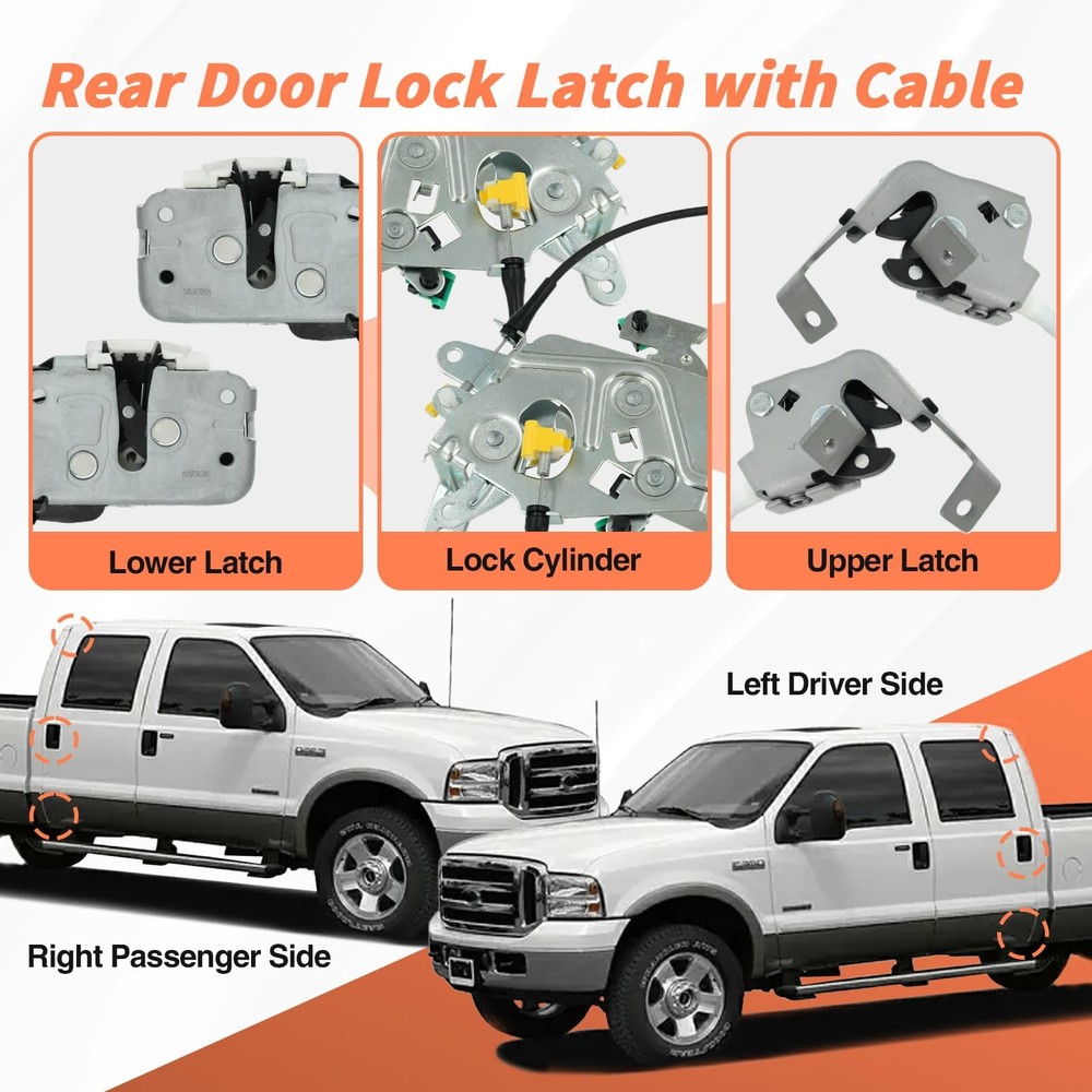 Blycorul Rear Door Latch Assembly and Cable, Compatible with Left & Right