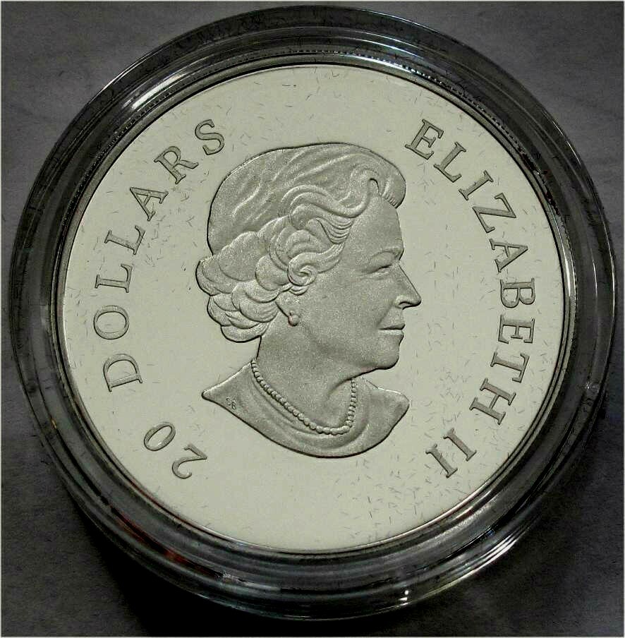 2009 CANADA SILVER 20 DOLLARS SNOWFLAKE PINK
