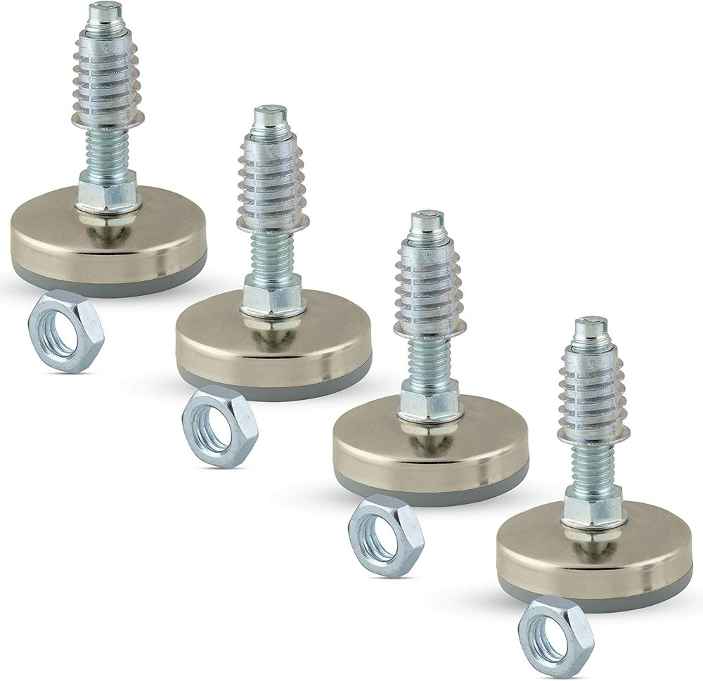 Leveling Feet Table Non-Skid Leg Pads Insert & Jam Nut 3/8-16 Threads 4 PACK