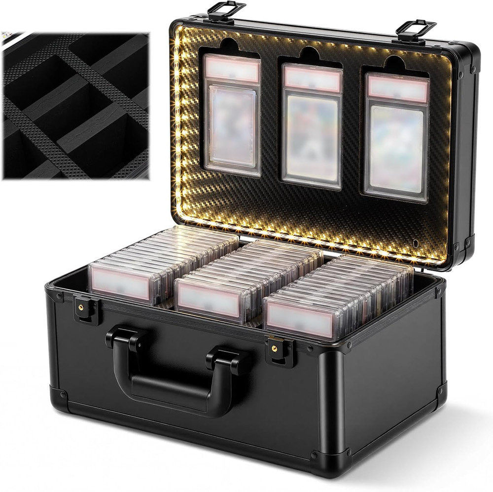 LED Display Graded Card Storage Case - Waterproof & Lockable Organizer Box