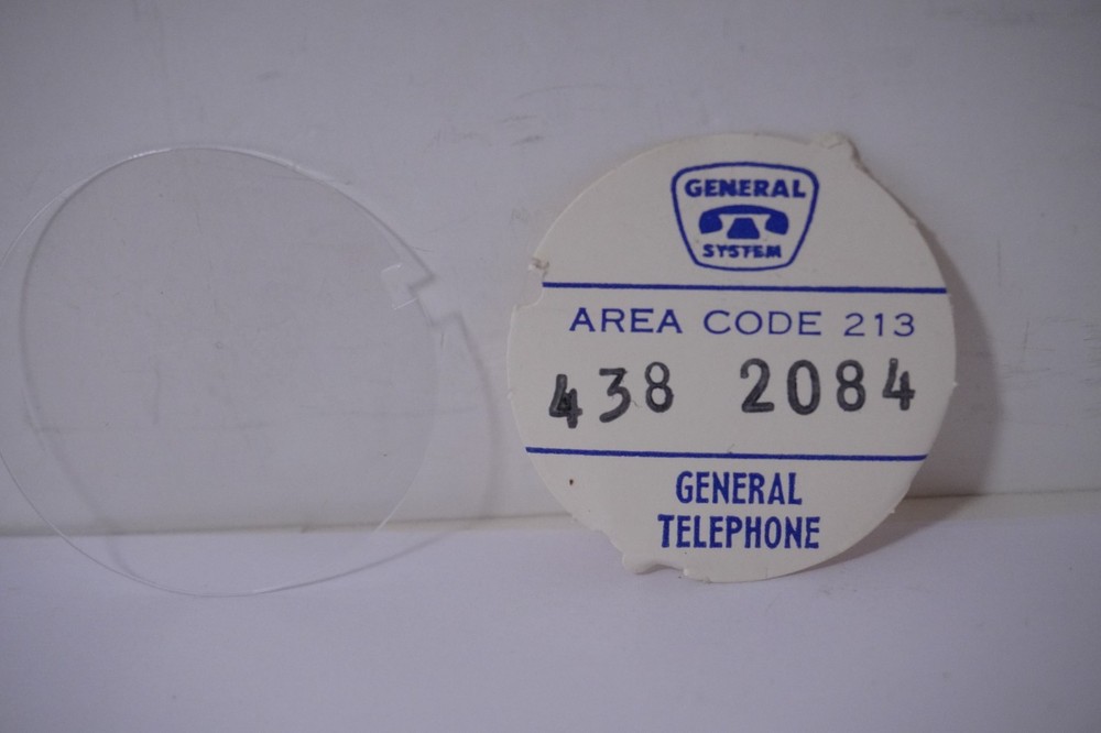 ORIGINAL General Telephone No. Card (AREA CODE 213) for a #2, #4 or #5 Dial Ring