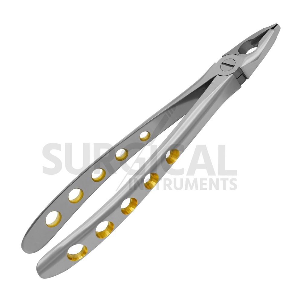 Heavy Duty Extraction Forceps #F3 Gold Hollow Python Grip Handle German Grade