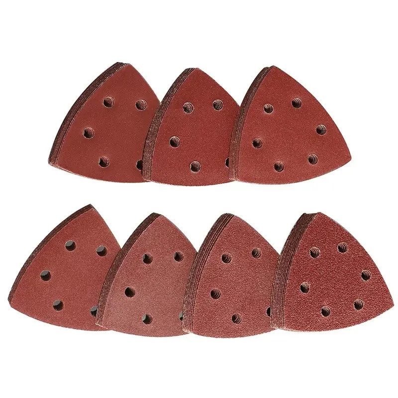 10/60pcs Triangle Sanding Pads  6 Holes Multi-Grit 40-320 Efficient Dust Extract