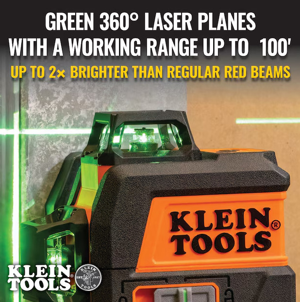 Klein Tools Compact Green Laser Level – Self-Leveling Planar Laser Tool