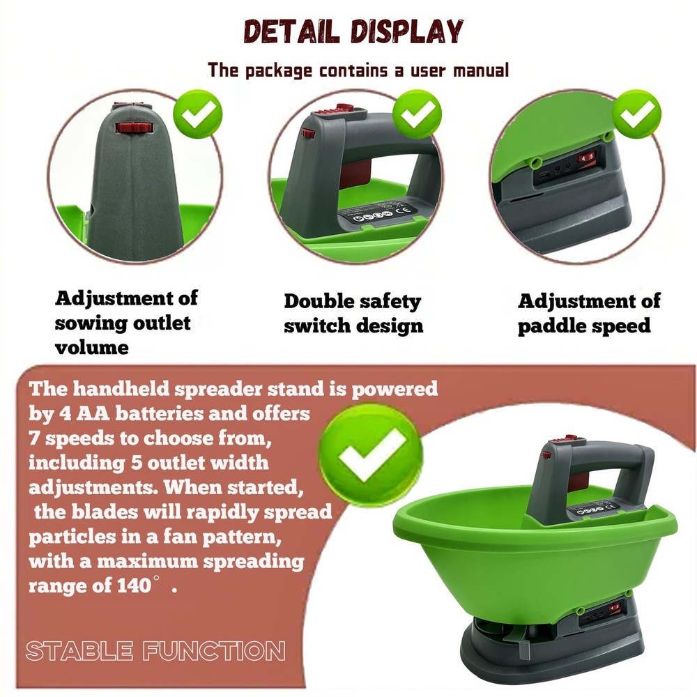 Handheld Power Spreader, Electric Seed Fertilizer greener