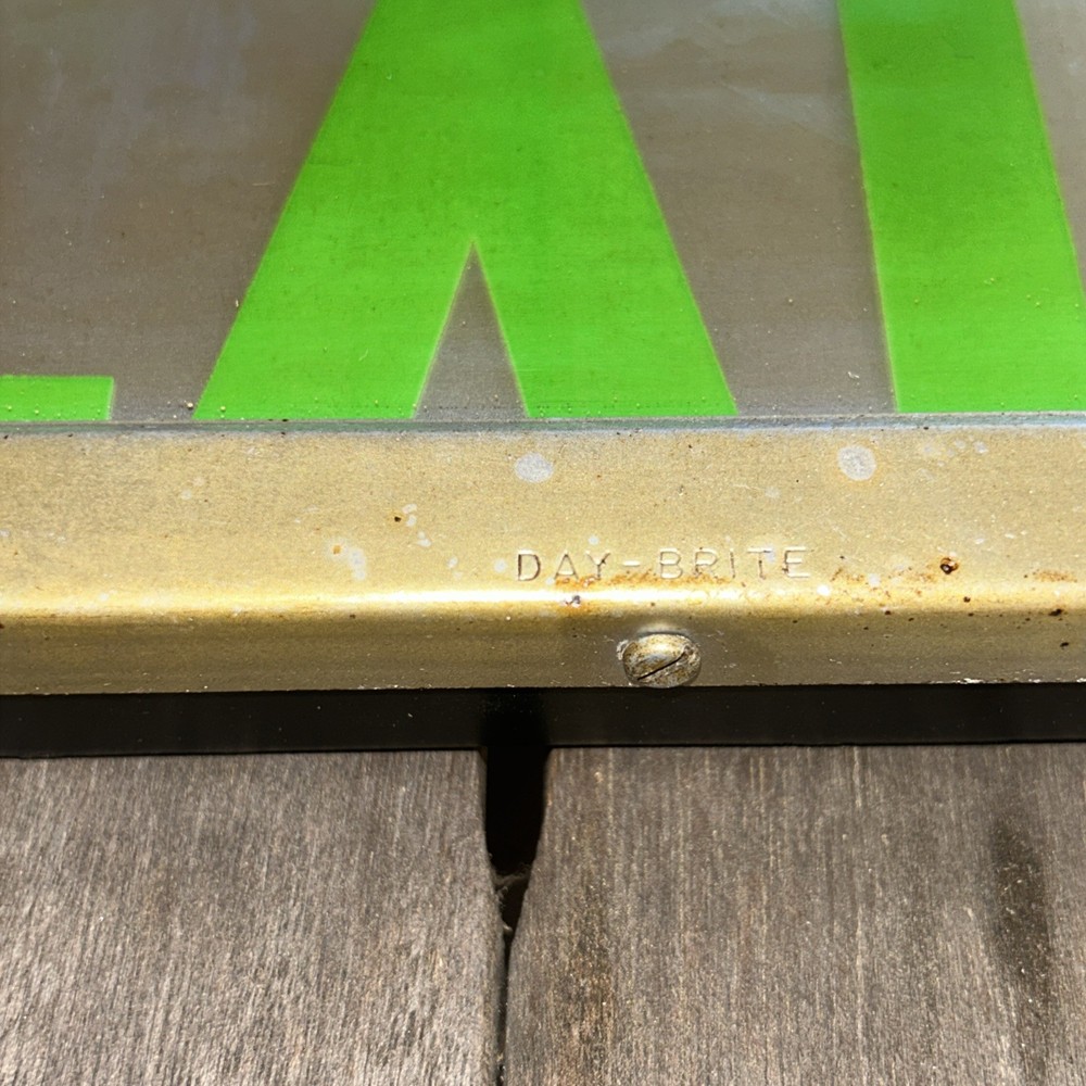 Vintage DAY BRITE EXIT Sign Metal Housing GREEN EXIT Plexiglass Model 5681