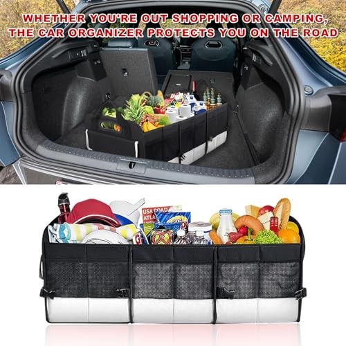 Car Trunk Organizer, Large Capacity Collapsible Cargo Organizer Black & Gray