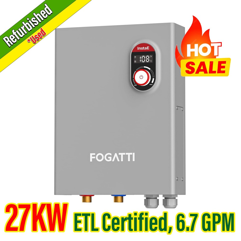 【90% NEW】Electric Tankless Water Heater 27KW Instant Hot Whole House Indoor