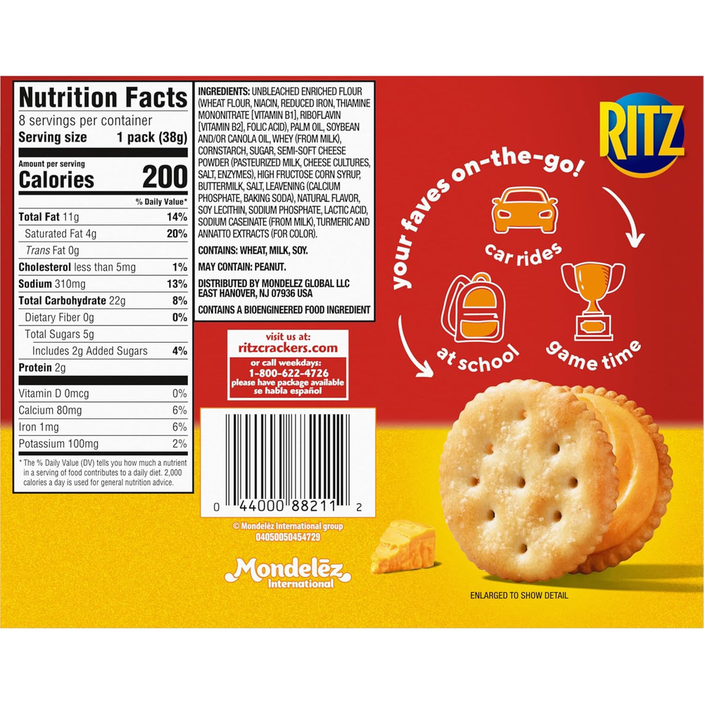Cheese Sandwich Crackers, 48 Snack Packs (6 Boxes)