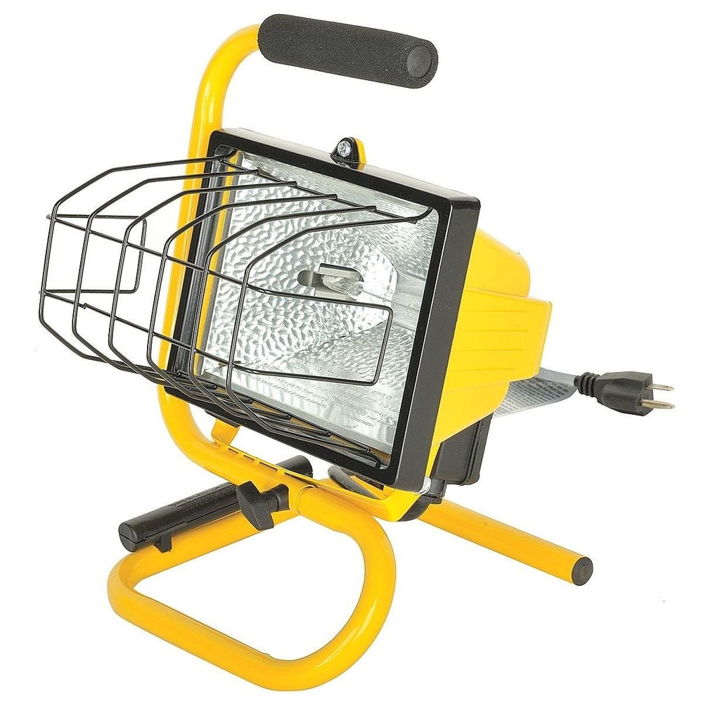 Halogen Worklight with Stand/Handle - 500-Watt Portable Handheld Light - Adju...