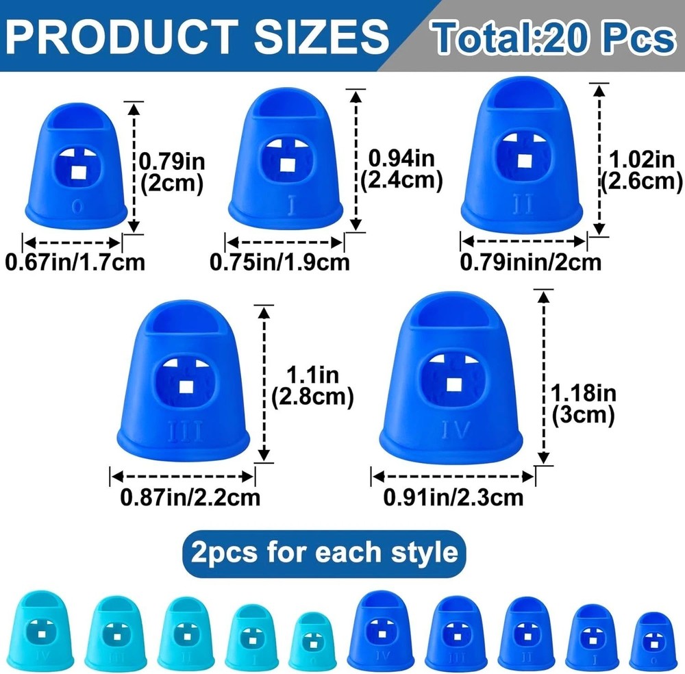 20 Pcs Rubber Finger Tips Guitar Fingertip Protector Pads