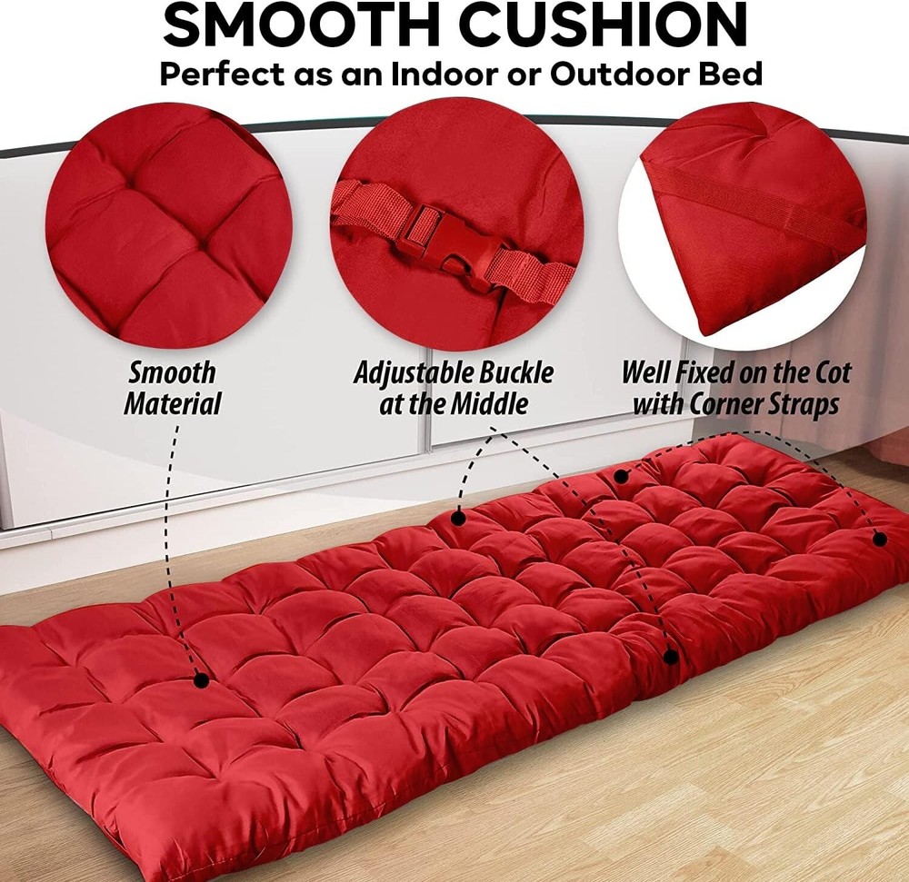 Folding Cot Pad Sleeping Mat Thick Soft Comfrtable Mattress Pad Red Sleeping Mat